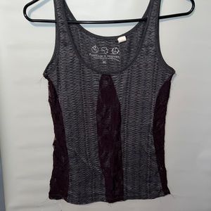 Threads 4 Thought Sexy Grey &Black lace tank top